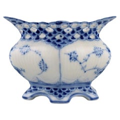Vintage Royal Copenhagen Blue Fluted Full Lace Sugar Bowl in Porcelain