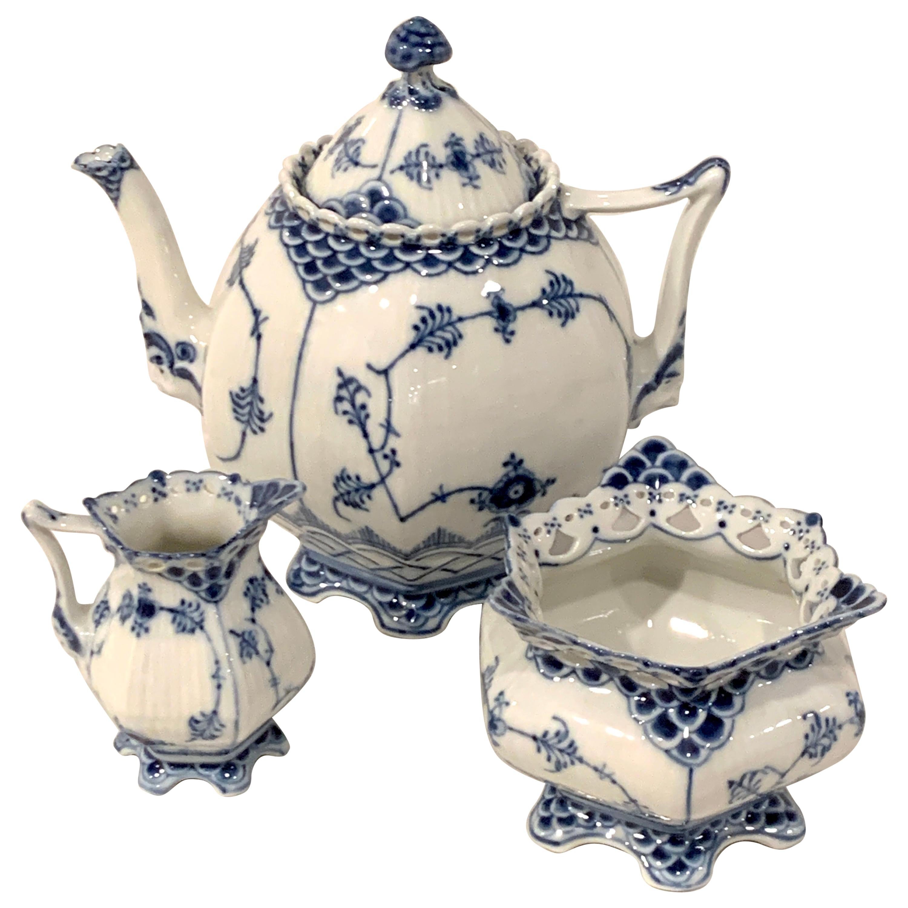 Royal Copenhagen Blue Fluted Full Lace Tea Set