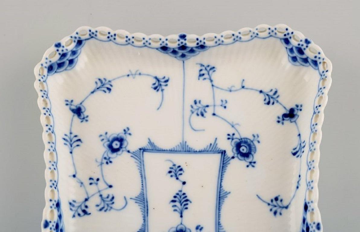 Danish Royal Copenhagen Blue Fluted Full Lace Tray in Porcelain, Model Number 1/1195