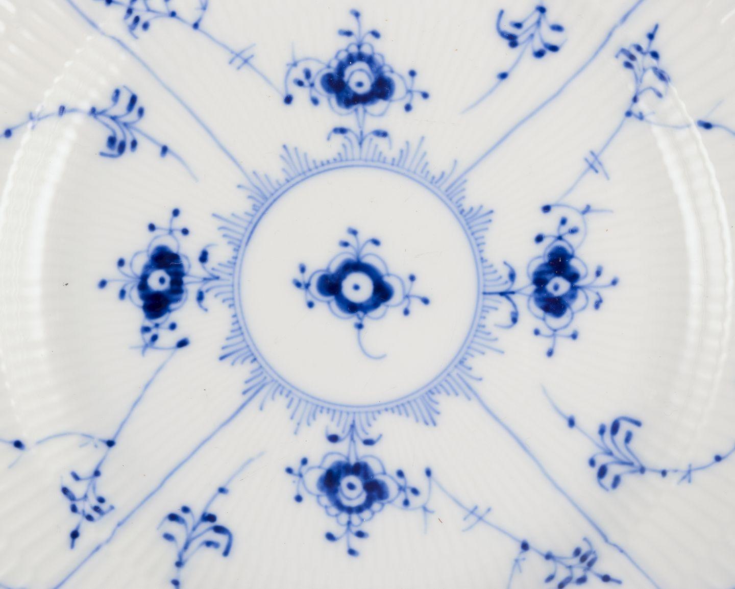 Danish Royal Copenhagen, Blue Fluted Half Lace, a set of five lunch plates. For Sale