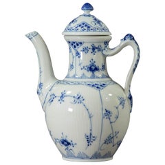 Royal Copenhagen, Blue Fluted Half Lace, Coffee Pot