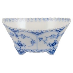 Royal Copenhagen Blue Fluted Half Lace, four-footed porcelain bowl
