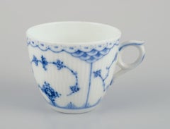 Royal Copenhagen Blue Fluted Half Lace, four pairs of coffee cups.