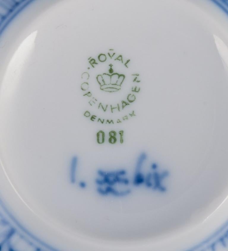 Porcelain Royal Copenhagen, Blue Fluted Half Lace, Four Pairs of Teacups