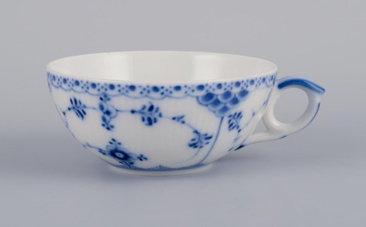 20th Century Royal Copenhagen, Blue Fluted Half Lace, Four Pairs of Teacups, Model 1/525