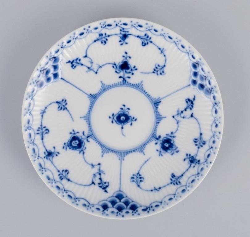 Porcelain Royal Copenhagen, Blue Fluted Half Lace, Four Pairs of Teacups, Model 1/525