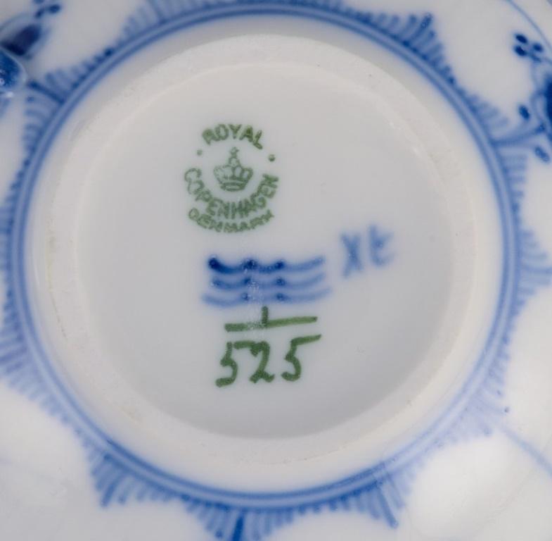 Royal Copenhagen, Blue Fluted Half Lace, Four Pairs of Teacups, Model 1/525 2