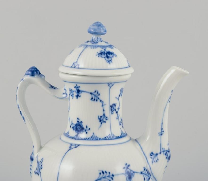 Danish Royal Copenhagen Blue Fluted Half Lace, hand-painted coffee pot in porcelain. For Sale