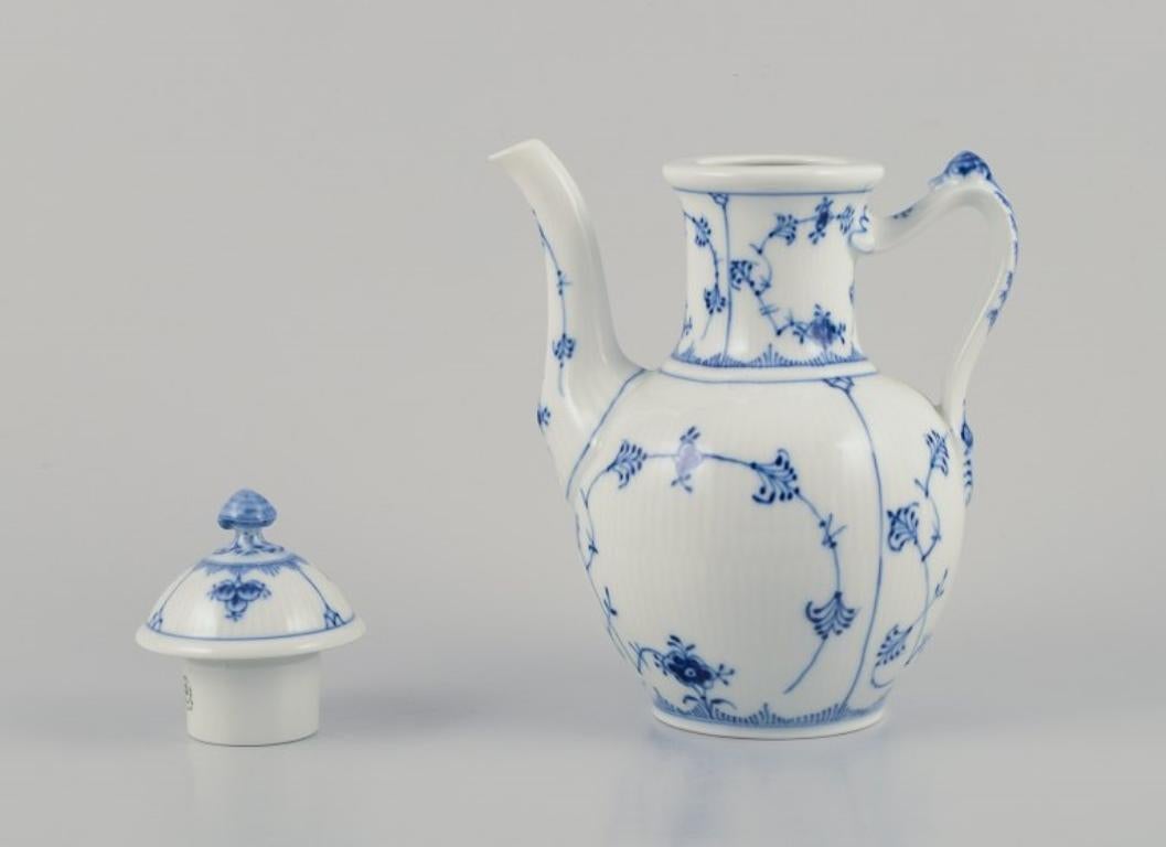 Hand-Painted Royal Copenhagen Blue Fluted Half Lace, hand-painted coffee pot in porcelain. For Sale