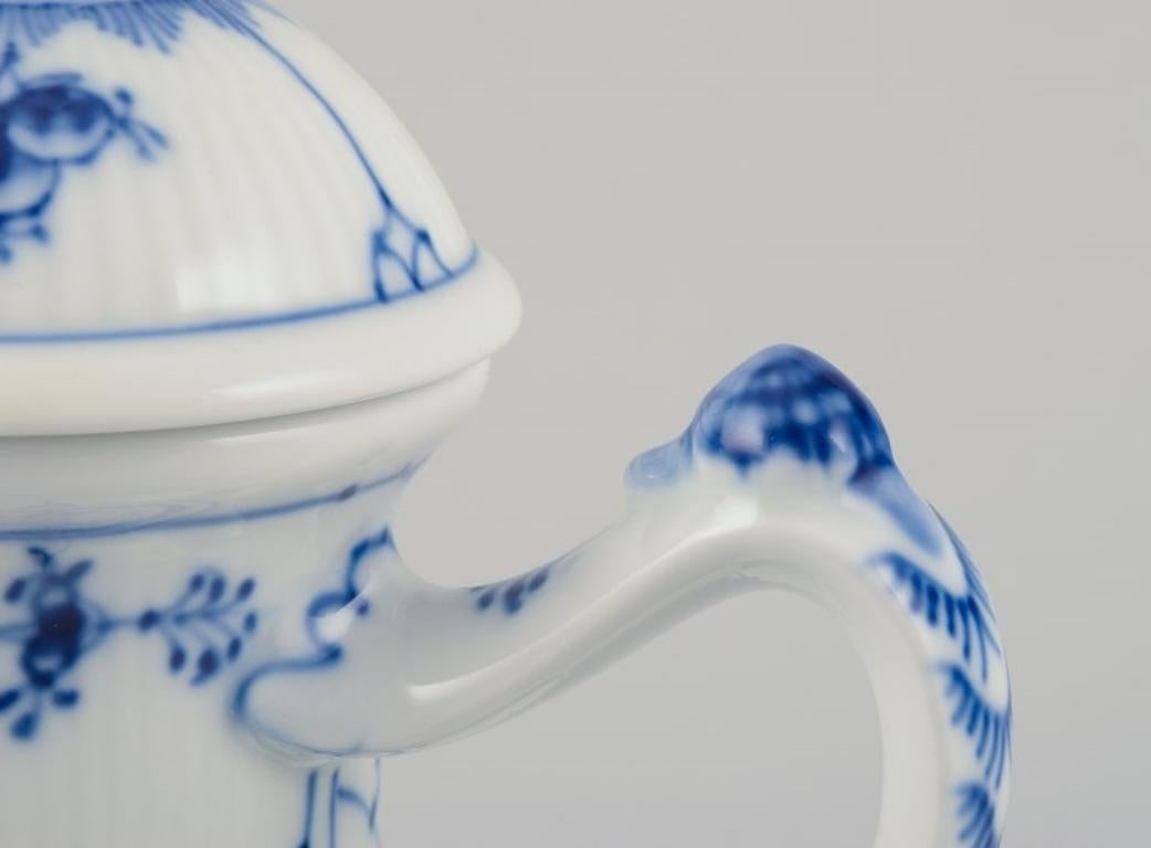 Porcelain Royal Copenhagen Blue Fluted Half Lace, hand-painted coffee pot in porcelain. For Sale