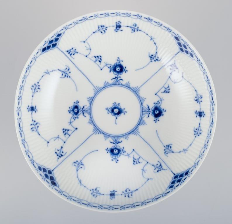 Danish Royal Copenhagen Blue Fluted Half Lace, large centerpiece in porcelain. For Sale