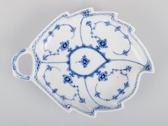 Royal Copenhagen Blue Fluted Half Lace, leaf-shaped dish with handle.