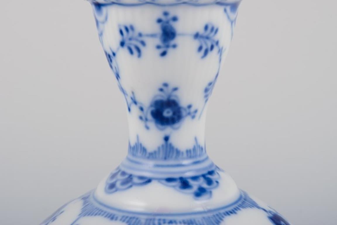 Mid-20th Century Royal Copenhagen Blue Fluted Half Lace, low candlestick. For Sale