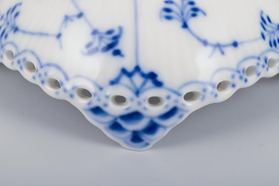 Porcelain Royal Copenhagen Blue Fluted Half Lace, low candlestick. For Sale