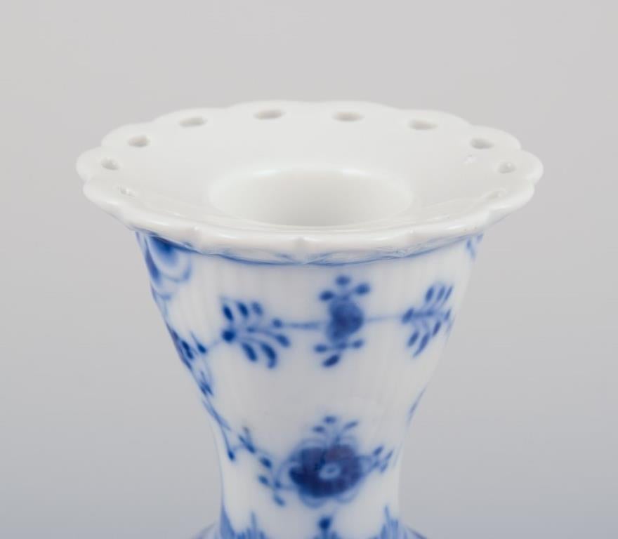 Royal Copenhagen Blue Fluted Half Lace, low candlestick. For Sale 1