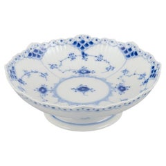 Royal Copenhagen, centre de table bas bleu cannelé en porcelaine