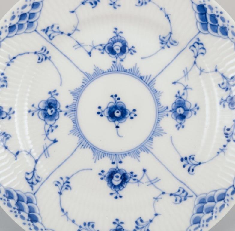 Danish Royal Copenhagen Blue Fluted Half Lace, set of nine cake plates in porcelain