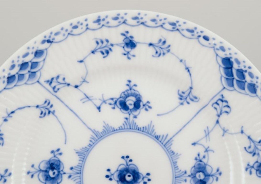 20th Century Royal Copenhagen Blue Fluted Half Lace, set of nine cake plates in porcelain