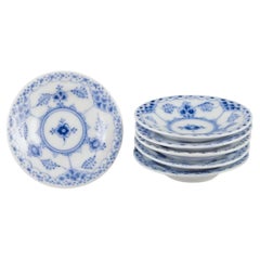 Royal Copenhagen Blue Fluted Half Lace, set of six caviar bowls.