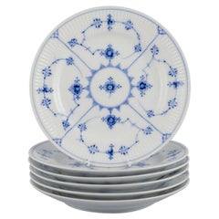Royal Copenhagen Blue Fluted Half Lace. Set of six lunch plates in porcelain.