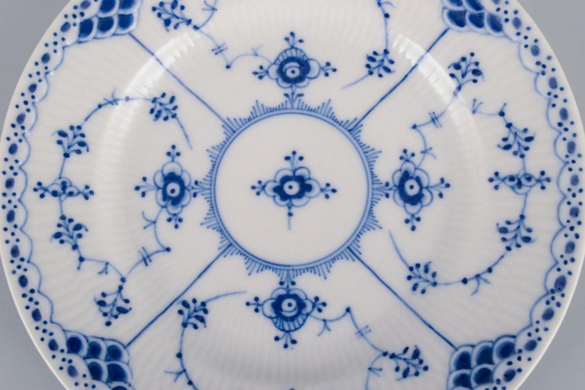 Danish Royal Copenhagen, Blue Fluted Half Lace, Set of Ten Cake Plates, 1930-1950s