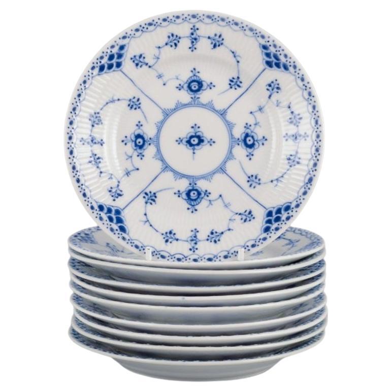 Royal Copenhagen, Blue Fluted Half Lace, Set of Ten Cake Plates, 1930-1950s