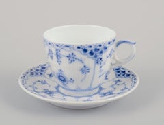 Royal Copenhagen Blue Fluted Half Lace. Set of twelve pairs of demitasse cups.