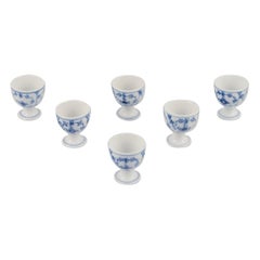 Royal Copenhagen Blue Fluted Half Lace. Six egg cups. Early 1900s.