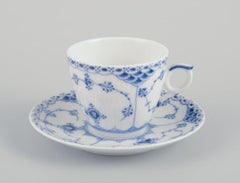 Royal Copenhagen Blue Fluted Half Lace, six pairs of coffee cups.