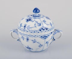 Royal Copenhagen Blue Fluted Half Lace, sugar bowl and creamer.