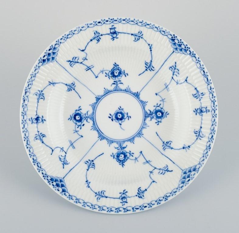 Hand-Painted Royal Copenhagen, Blue Fluted Half Lace, two large deep plates.