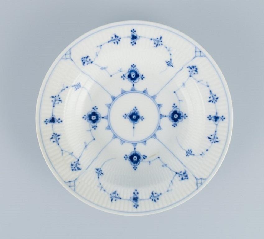 Danish Royal Copenhagen, Blue Fluted Plain, a Set of Four Deep Plates in Porcelain