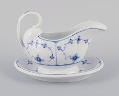 Royal Copenhagen Blue Fluted Plain. Antique gravy boat in porcelain.