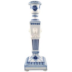 Royal Copenhagen Blue Fluted Plain, Candlestick with Lion Heads