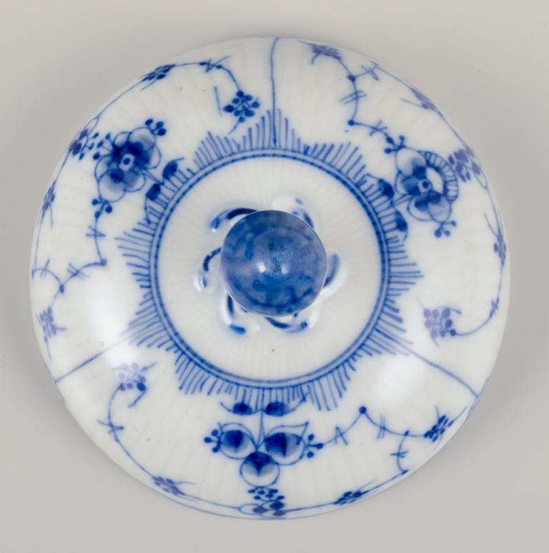 Royal Copenhagen Blau geriffelte Plain. Creme- und Zuckerschale. 19. Jahrhundert. im Angebot 3