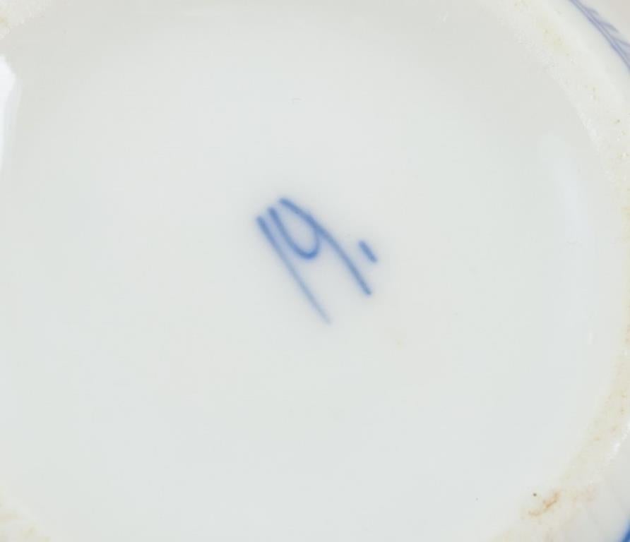 Royal Copenhagen Blau geriffelte Plain. Creme- und Zuckerschale. 19. Jahrhundert. im Angebot 4
