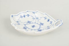 Royal Copenhagen. Blue Fluted Plain dish in leaf-shaped form. 1966.