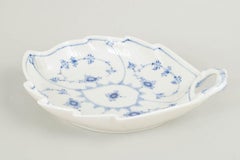 Royal Copenhagen. Blue Fluted Plain dish in leaf-shaped form. 1966.