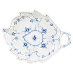 Royal Copenhagen. Blue Fluted Plain dish in leaf-shaped form. 1966.