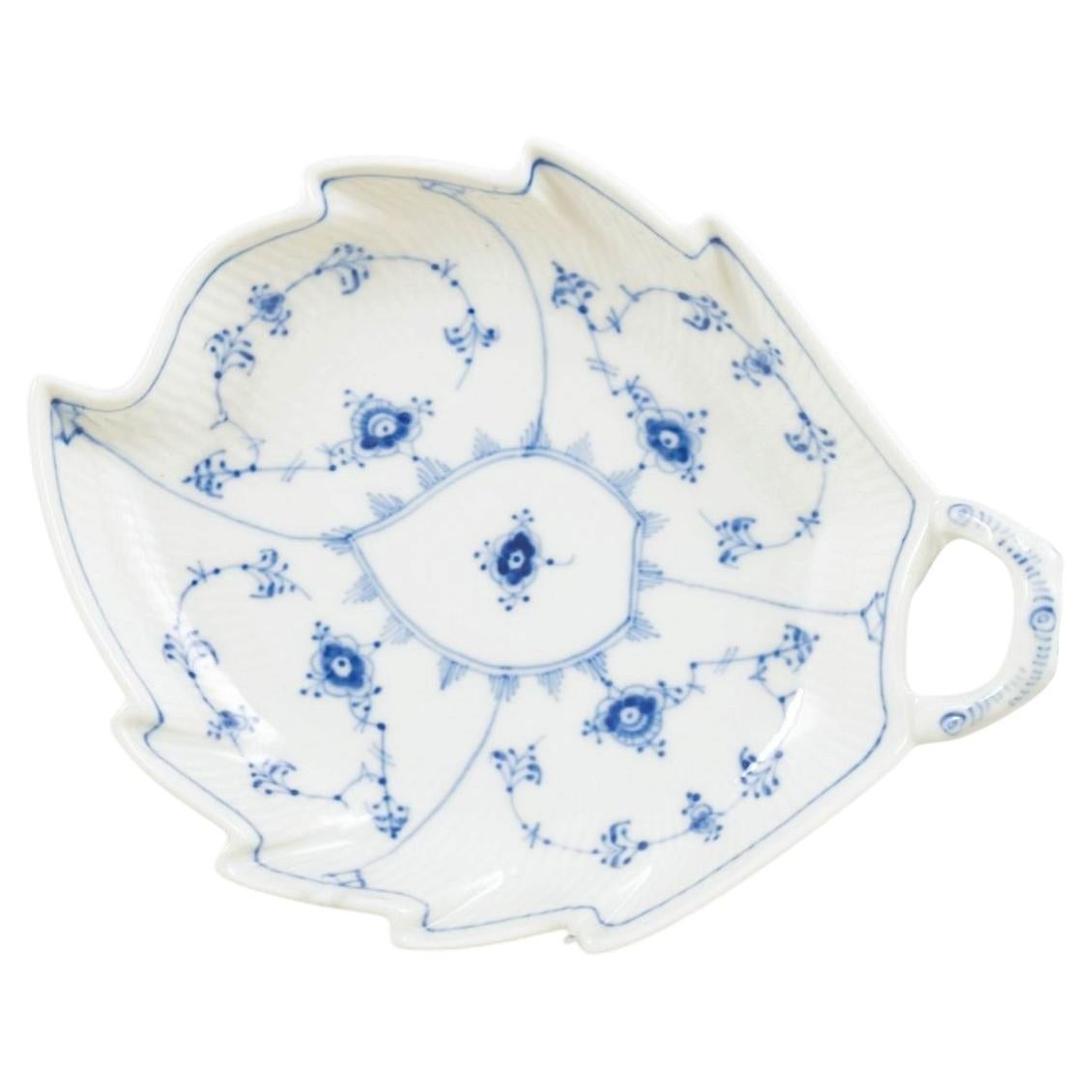 Royal Copenhagen. Blue Fluted Plain dish in leaf-shaped form. 1966.