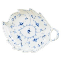 Royal Copenhagen. Blue Fluted Plain dish in leaf-shaped form. 1966.
