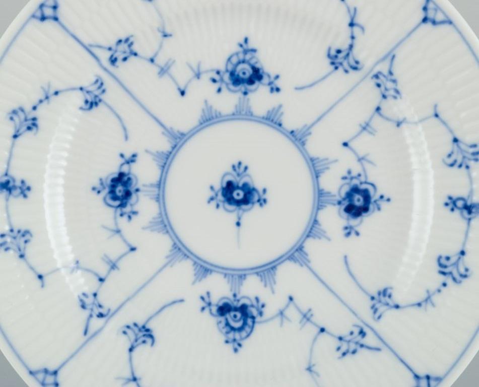 Danish Royal Copenhagen Blue Fluted Plain. Eight plates in porcelain.