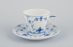 Royal Copenhagen Blue Fluted Plain. Five coffee cups with saucers.
