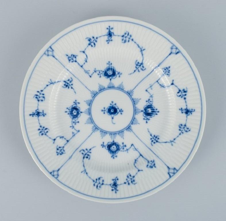 Hand-Painted Royal Copenhagen, Blue Fluted Plain, Five Plates. Model Number 1/179