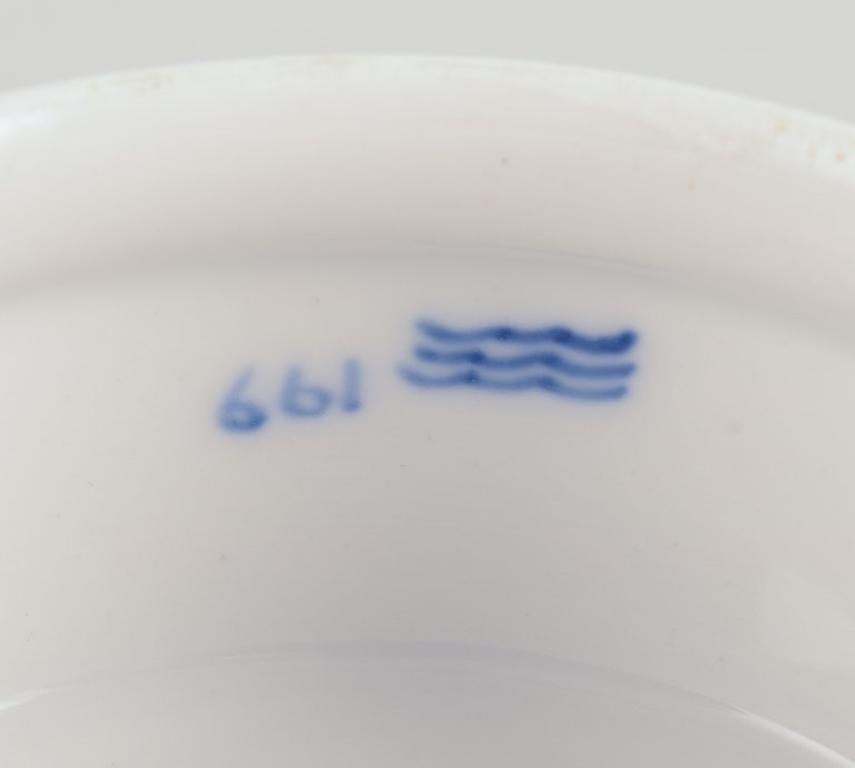 Porcelain Royal Copenhagen Blue Fluted Plain lidded jar. Decorated with insects. For Sale