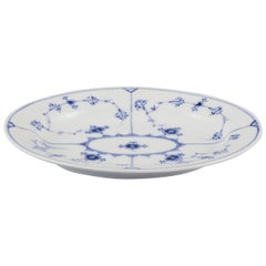 Royal Copenhagen Blue Fluted Plain. Oval dish. Hand-painted in blue.