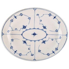 Antique Royal Copenhagen Blue Fluted Plain Serving Dish in Hand Painted Porcelain