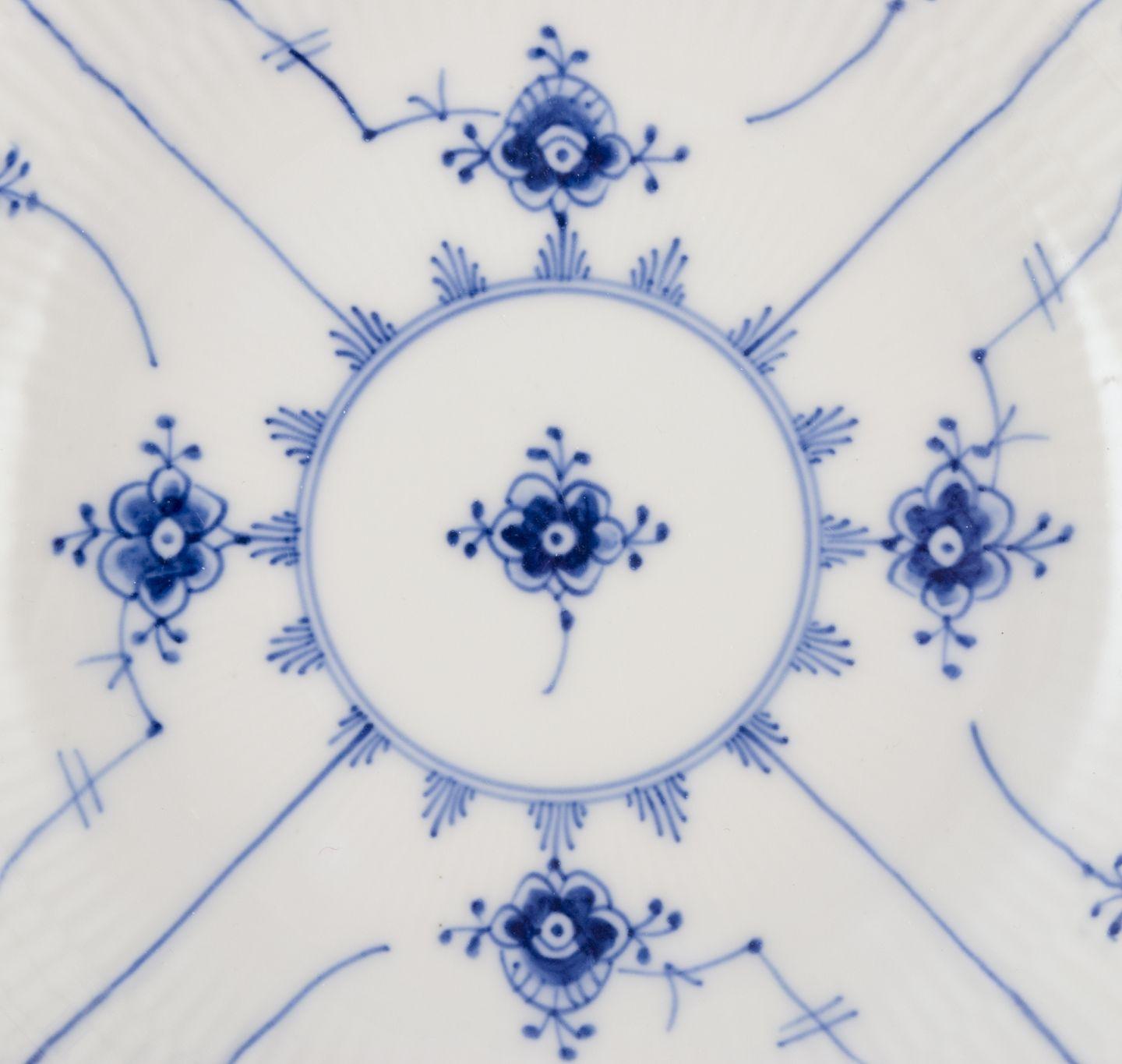 Danish Royal Copenhagen Blue Fluted Plain. Set of five deep plates in porcelain. For Sale
