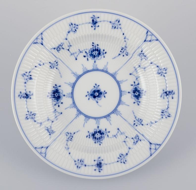 Danish Royal Copenhagen Blue Fluted Plain. Set of five deep plates in porcelain. For Sale