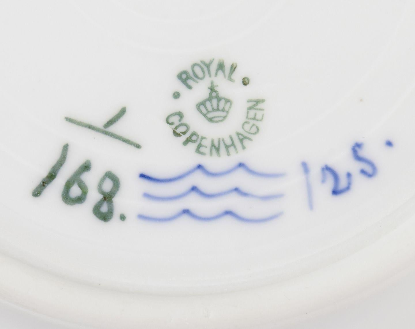 Glazed Royal Copenhagen Blue Fluted Plain. Set of five deep plates in porcelain. For Sale